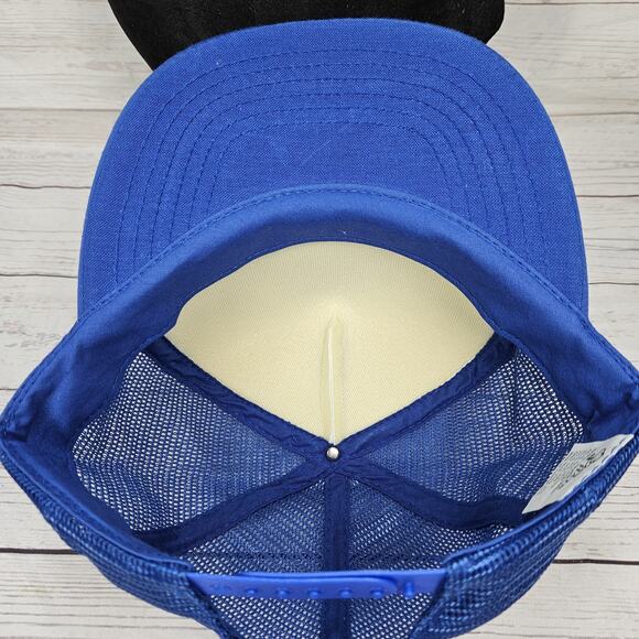 Vintage Funny Trucker Hat Wine Women Song Beer Old Lady T.V. Blue White Snapback - Picture 6 of 7